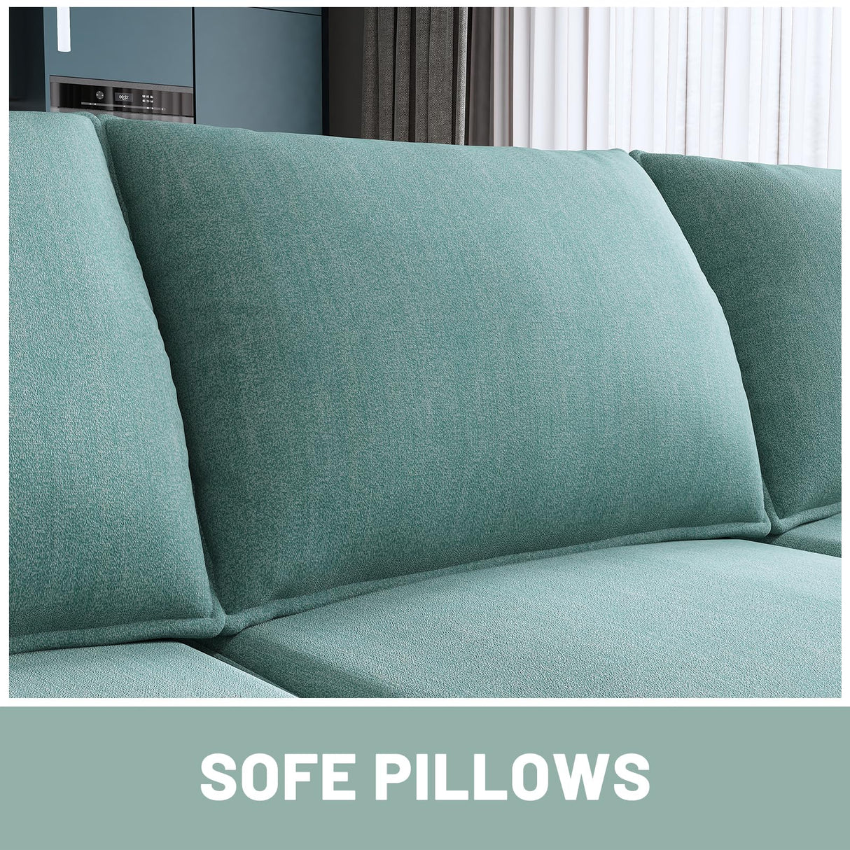 HONBAY Reversible Sectional Sofa with Ottomans & Chaises Modular Sofa U Shaped Couch with Storage Seats, Aqua Blue HONBAY