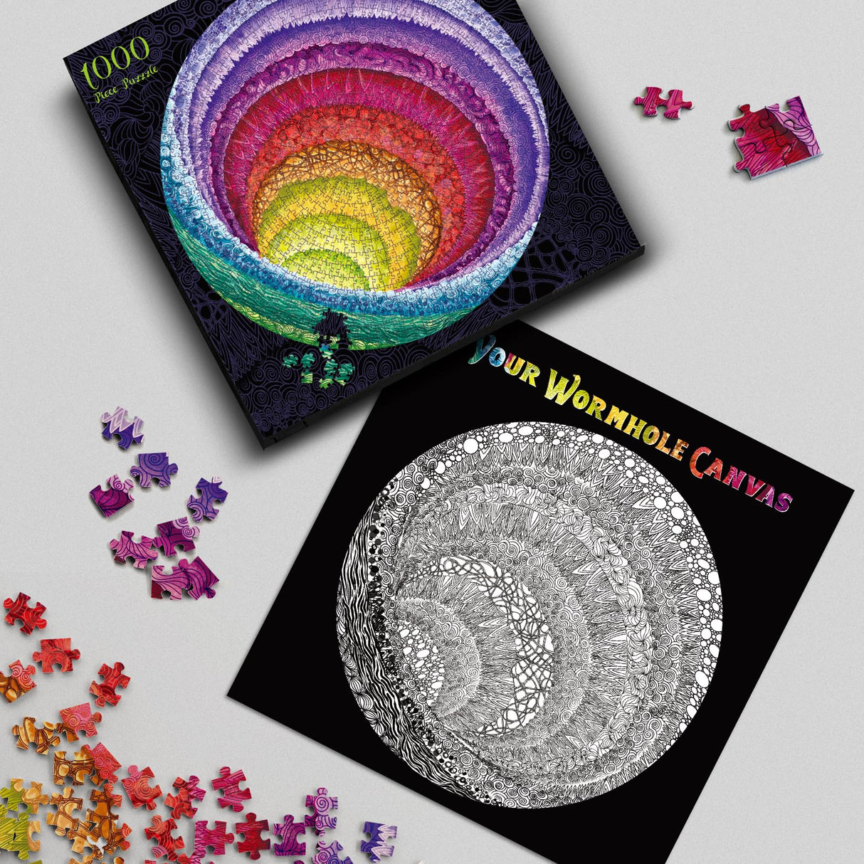 Antelope - 1000 Piece Rainbow Puzzle for Adults, Hue Wormhole Jigsaw Puzzles 1000 Pieces,1000 Piece Round Puzzles, Wormhole Puzzles, High Resolution, Matte Finish, Smooth Edging, No Dust, 3D Puzzle ANTELOPE