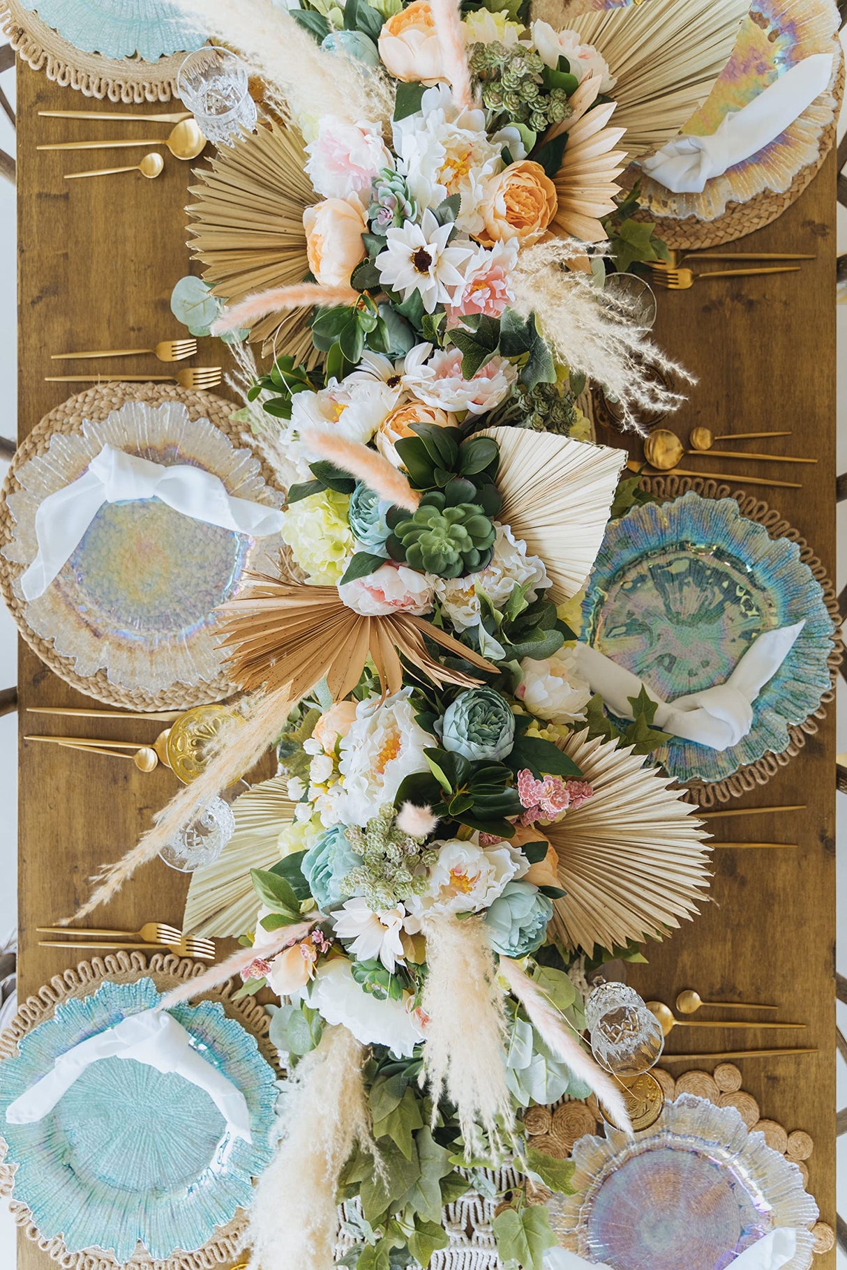 Simply Elegant Set of 6 Faux Wood Plastic Charger Plate | Service Plate for Parties, Dinner, Weddings, Quinceaneras and Events | 13 inch Diameter | Brown Finish Simply Elegant