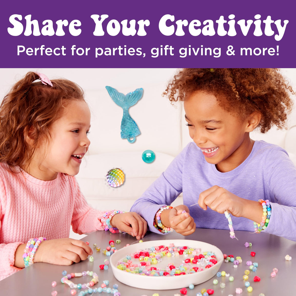 Creativity for Kids Mermaid Bead Jewelry Jar: Create 40+ Friendship Bracelets for Girls, DIY Girls Beads Jewelry Making Kit, Mermaid Gifts, Kids Craft for Ages 6-8+ Creativity for Kids