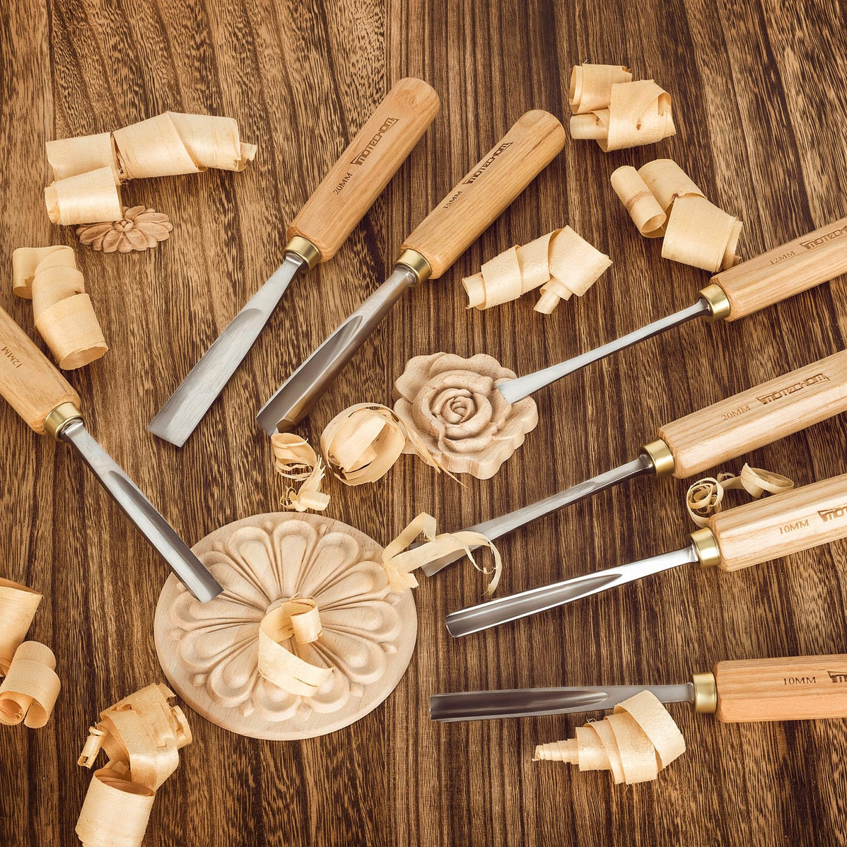 IMOTECHOM 7-Pieces Woodworking Wood Carving Tools Chisel Set with Canvas Bag, Gouges and Carving Chisel Set, Razor Sharp CR-V 60 Steel Blades IMOTECHOM