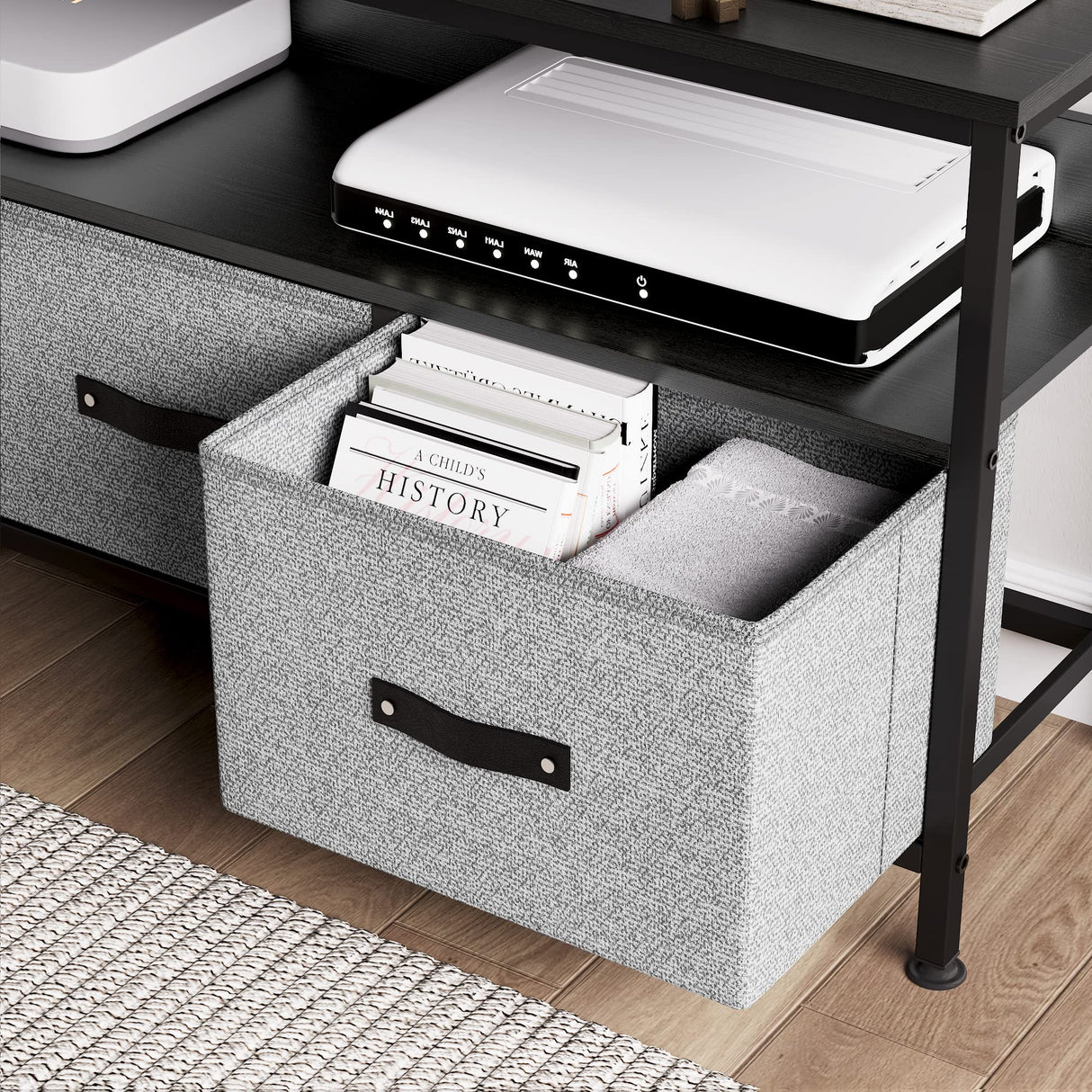 IDEALHOUSE Dresser TV Stand, Entertainment Center with Storage, 50 Inch TV Stand for Bedroom Small TV Stand Dresser with Drawers and Shelves, TV & Media Console Table Furniture for Living Room, Grey IDEALHOUSE