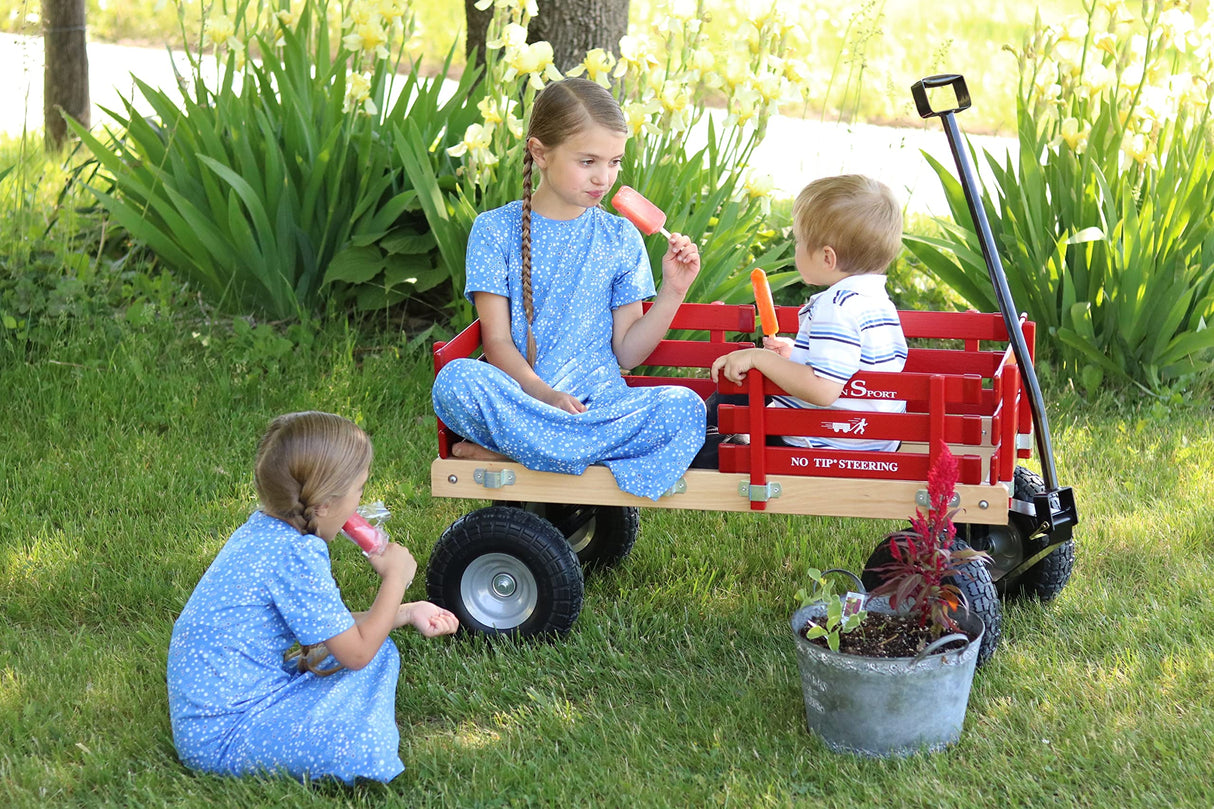 Berlin Flyer Sport Kid's Wagon - Model F410 - Amish Made in Ohio, USA - 10" No-Flat Tires (Red) premier wagons