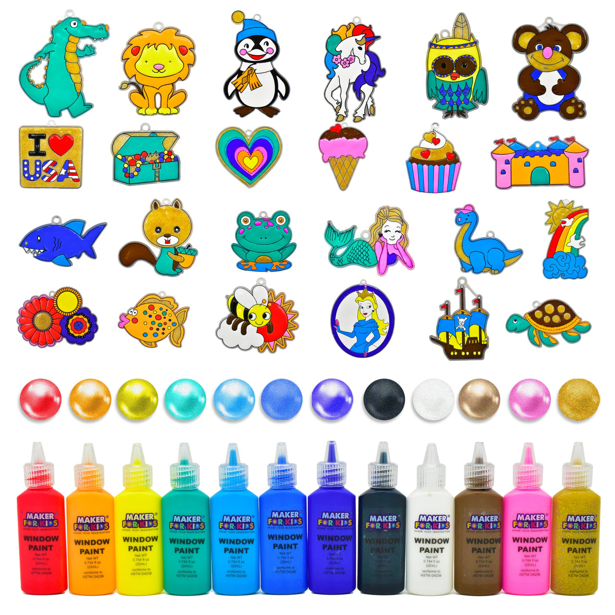 Create Your Own Suncatchers for Window Hanging – 24-Pack Window Glitter Art Suncatcher Kit with 12 Colors – Arts and Crafts for Kids KOKO AROMA