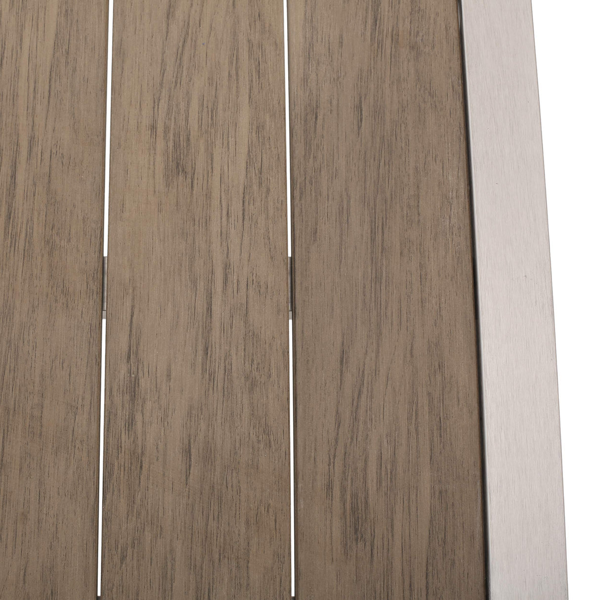 Great Deal Furniture Odelia Outdoor Modern Aluminum Dining Bench with Faux Wood Seat, Natural and Silver GDFStudio