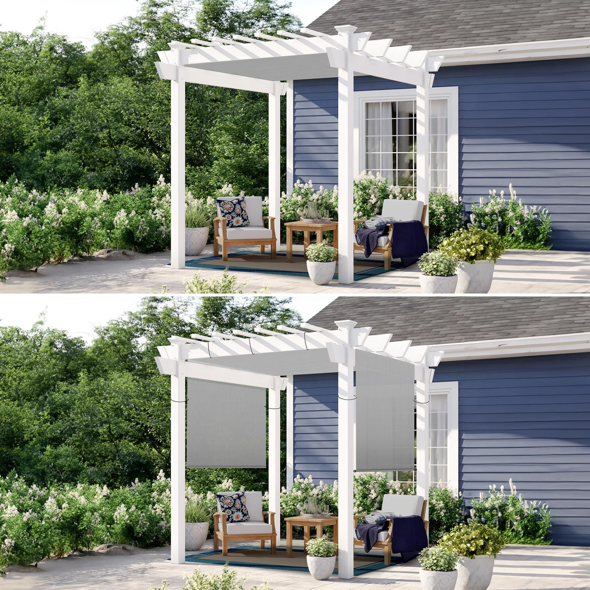 Patio Paradise 8' x 16' Pergola Canopy Replacement Cover Shade Cloth with Grommets Weighted Rods Outdoor Sun Shade Screen UV Block for Gazebo Backyard Deck Porch Balcony, Light Gray Patio