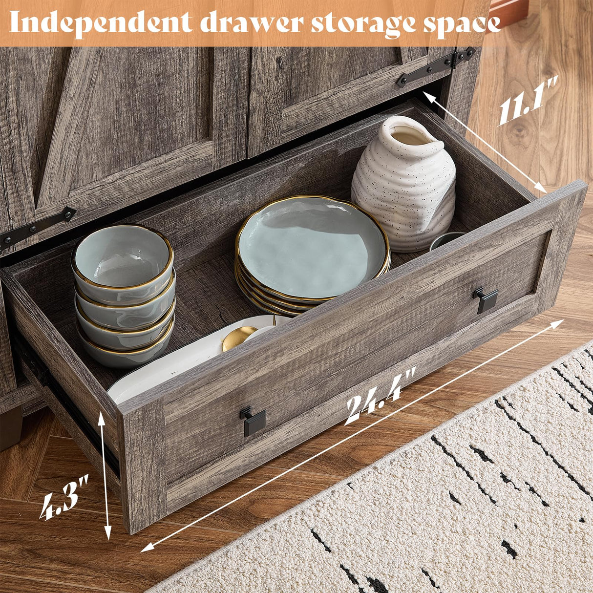 AMERLIFE 72" Tall Kitchen Pantry Storage Cabinet, Farmhouse Food Pantry Cabinet for Kitchen, Living Room, Dining Room, Adjustable Shelves and Drawer, Rustic Grey AMERLIFE