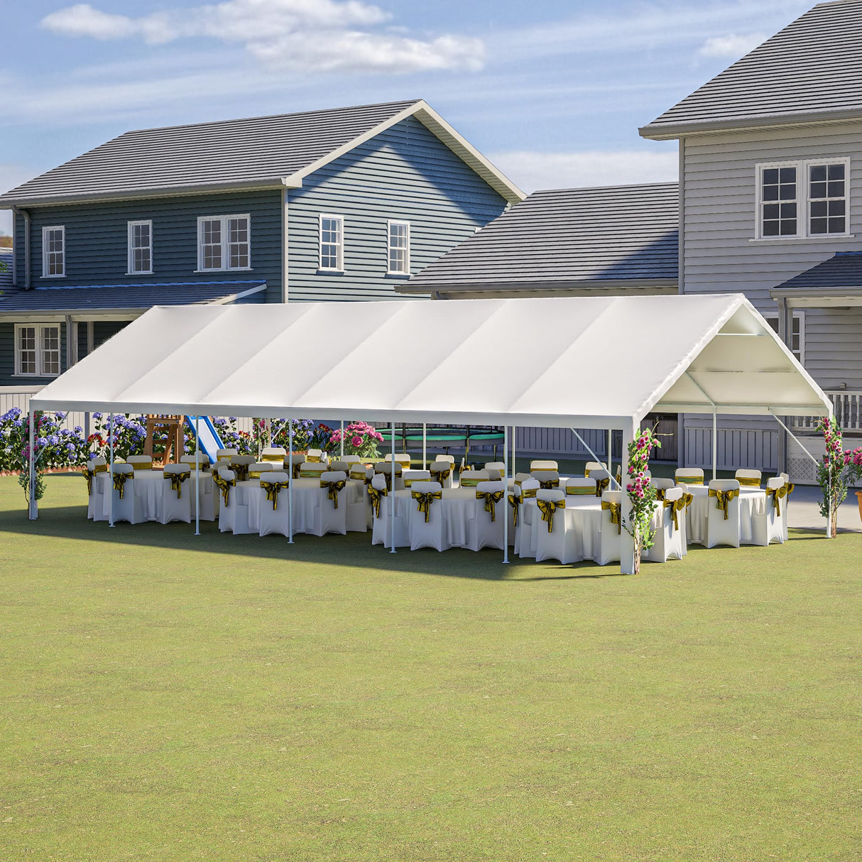20'x40' Party Tent - Heavy Duty Upgraded Galvanized Frame, Outdoor Wedding Gazebo Shelter Canopy, Removable Sidewalls, Double Doors, and 3 Carry Bags for Parties, Weddings, and Outdoor Events Mulinsonfly