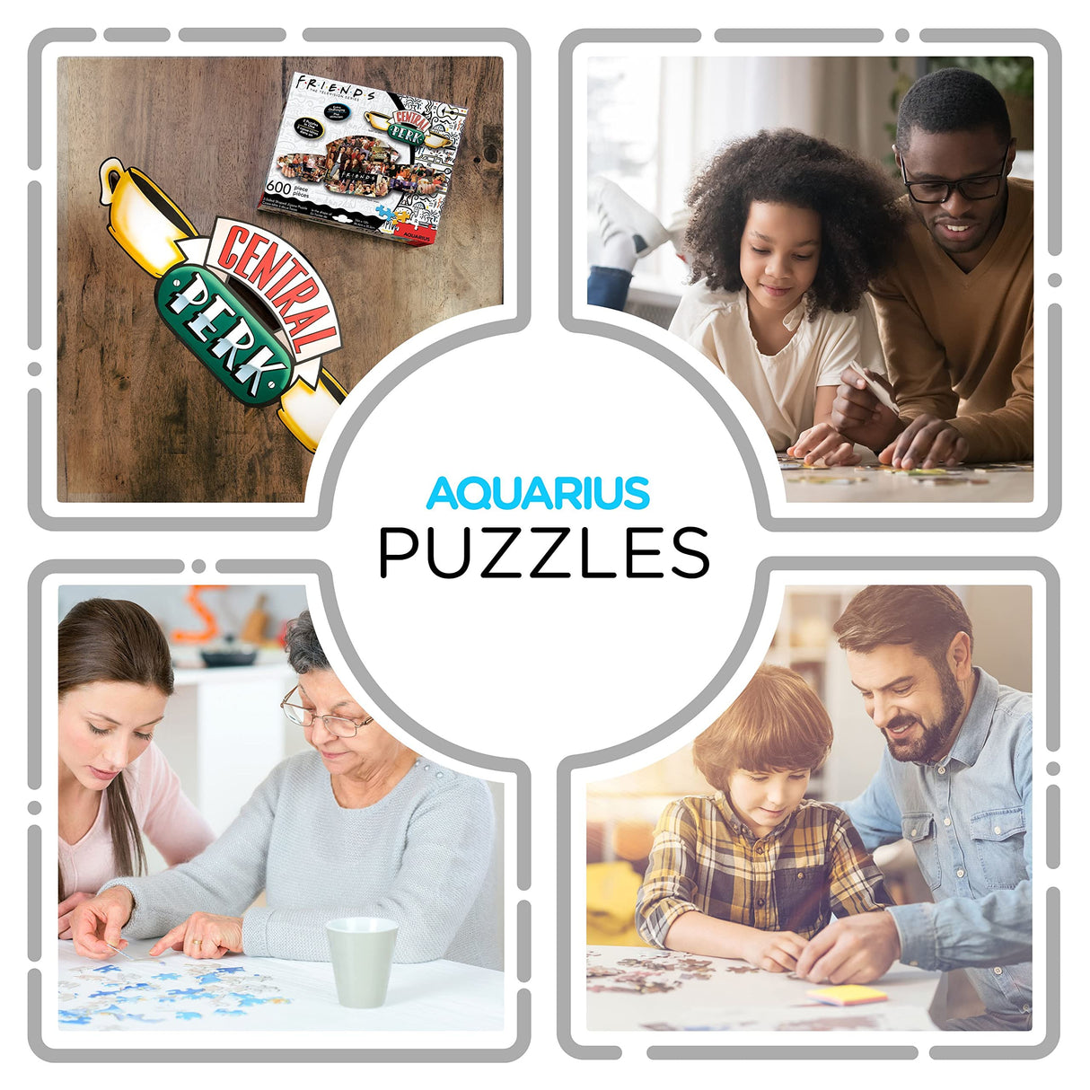 AQUARIUS Friends Central Perk Puzzle (2-Sided Shaped 600 Piece Jigsaw Puzzle) - Glare Free - Precision Fit - Officially Licensed Friends TV Show Merchandise & Collectibles - 34x12 in AQUARIUS