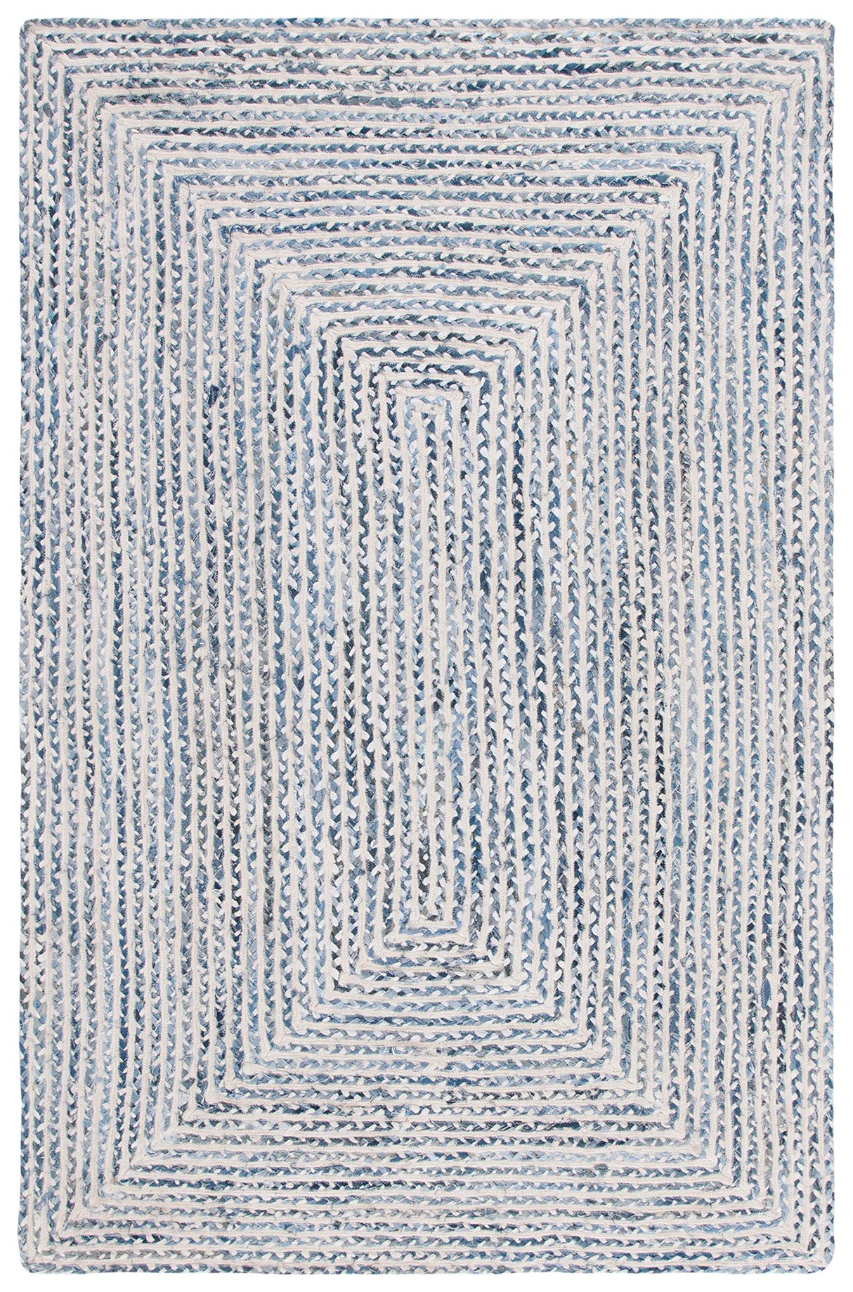 SAFAVIEH Braided Collection Area Rug - 5' x 8', Blue & Ivory, Handmade Farmhouse Cotton, Ideal for High Traffic Areas in Living Room, Bedroom (BRD260M) SAFAVIEH