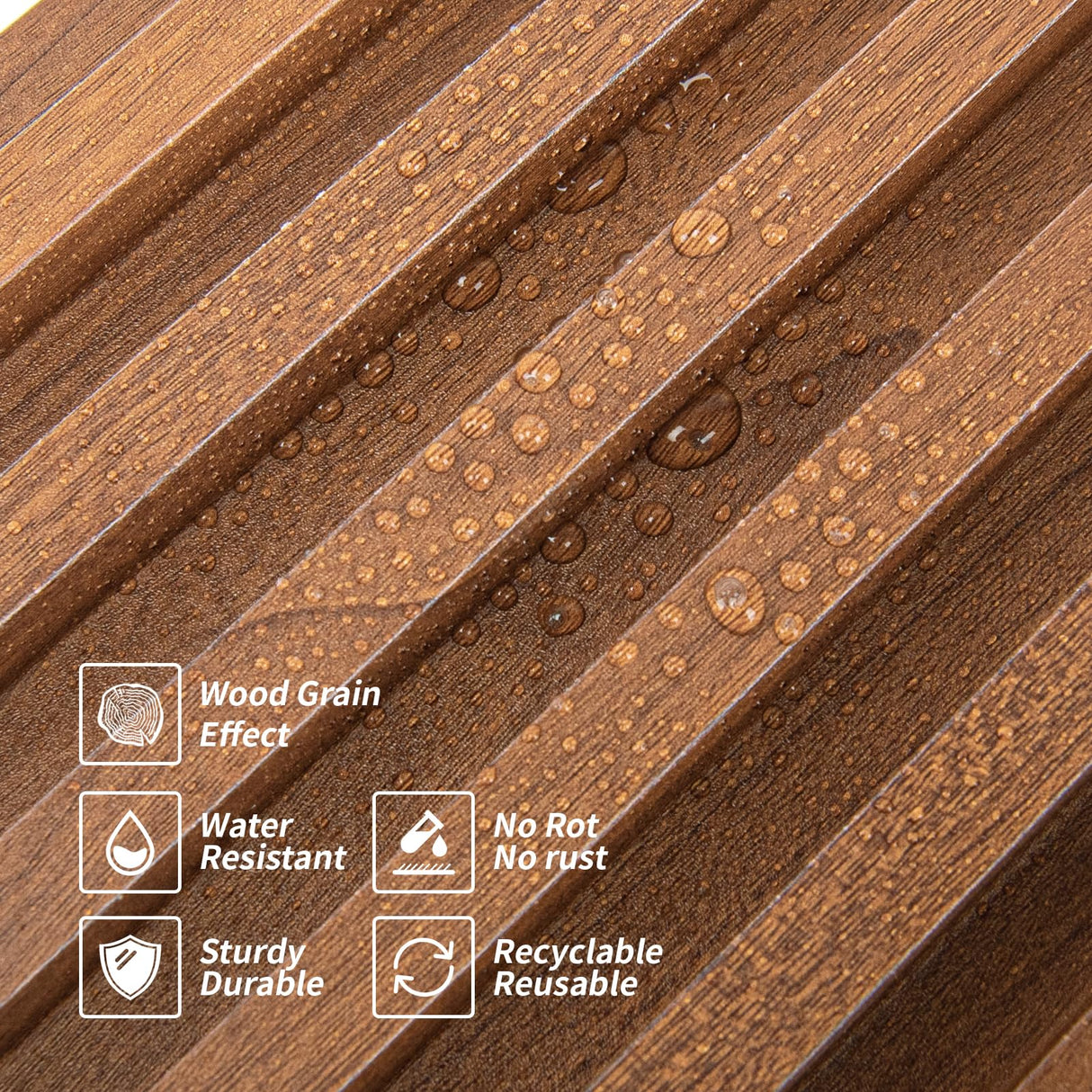 Art3dwallpanels 8 Pack Wood Slat Wall Paneling, 104'' x 6.7'' WPC Soundproof 3D Wall Panels for Interior Wall Decor, Fluted Textured Panel Wall Slats, Teak Art3dwallpanels