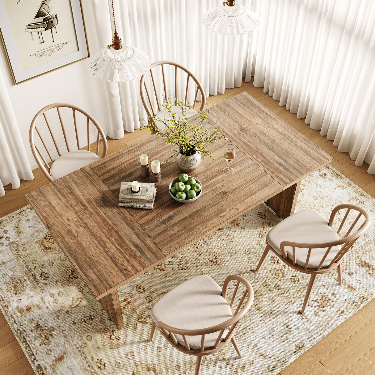 LITTLE TREE 71-Inch Dining Table, Rectangular Wooden Kitchen Table for 4-6 People, Modern Home Furniture with Heavy Duty Legs, Large Dinner Furniture Last Forever, Wood Grain LITTLE TREE