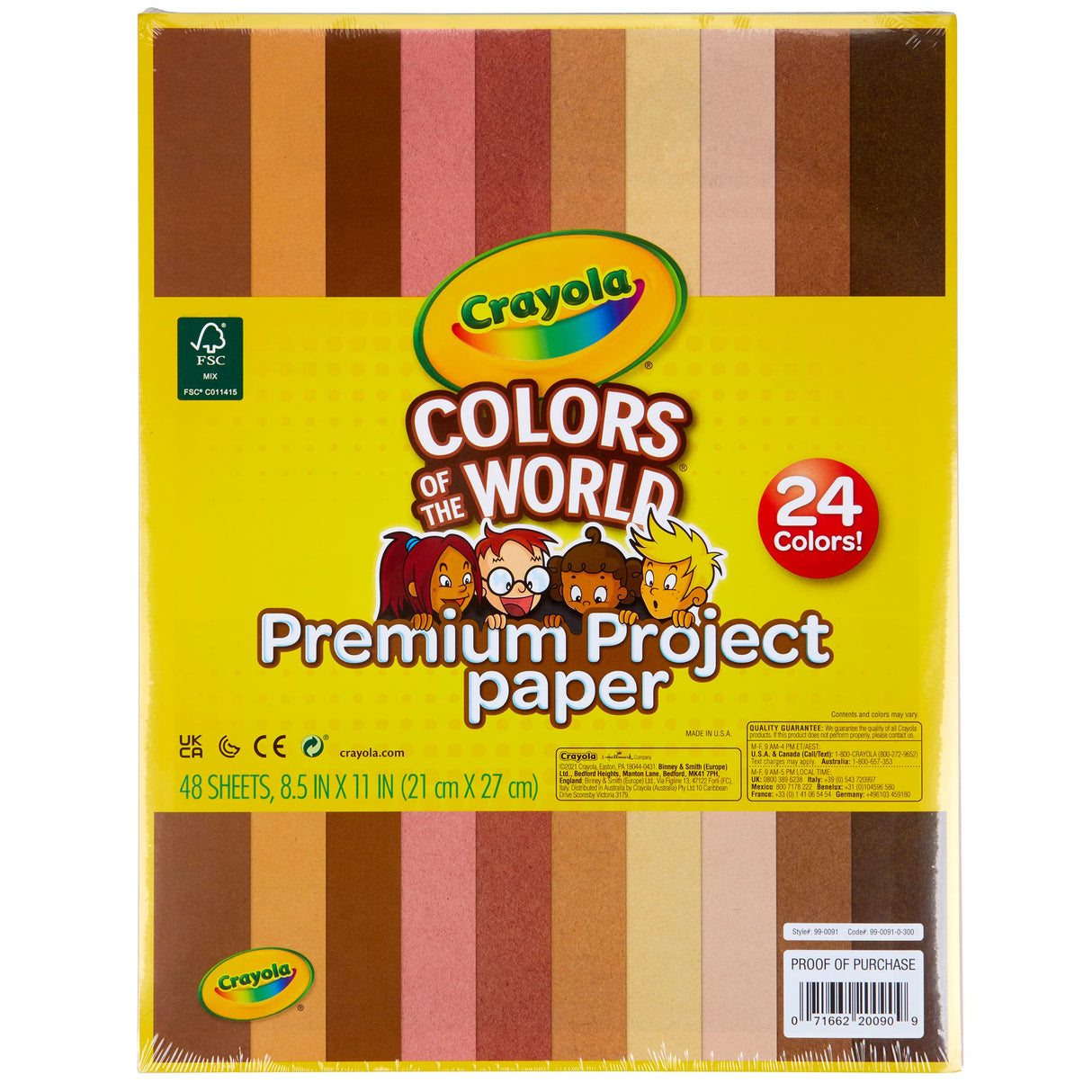 Crayola Construction Paper in Colors of The World, 8.5” x 11”, 24 Colors, Craft Supplies, 48 Sheets Crayola