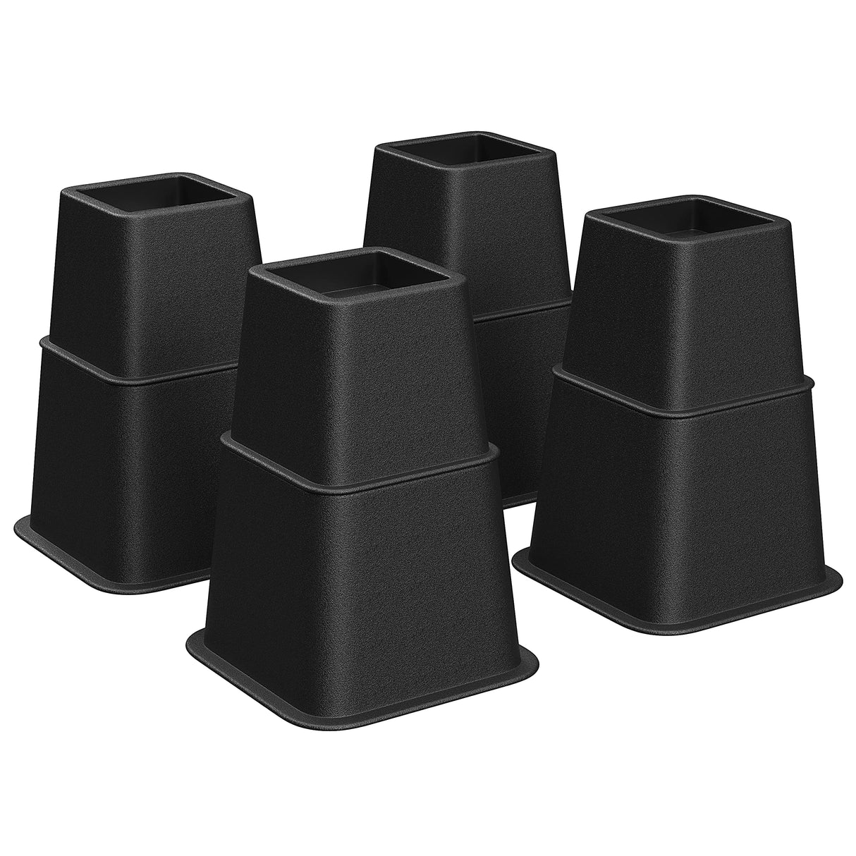 SONGMICS Bed Risers, 4-Pack Furniture Risers, Heavy Duty Bed Lifts in Heights of 3, 5 or 8 Inches, Lifts up to 1300 lb, Stackable Risers for Sofa, Table Legs Extenders, Black UCDG001B01 SONGMICS
