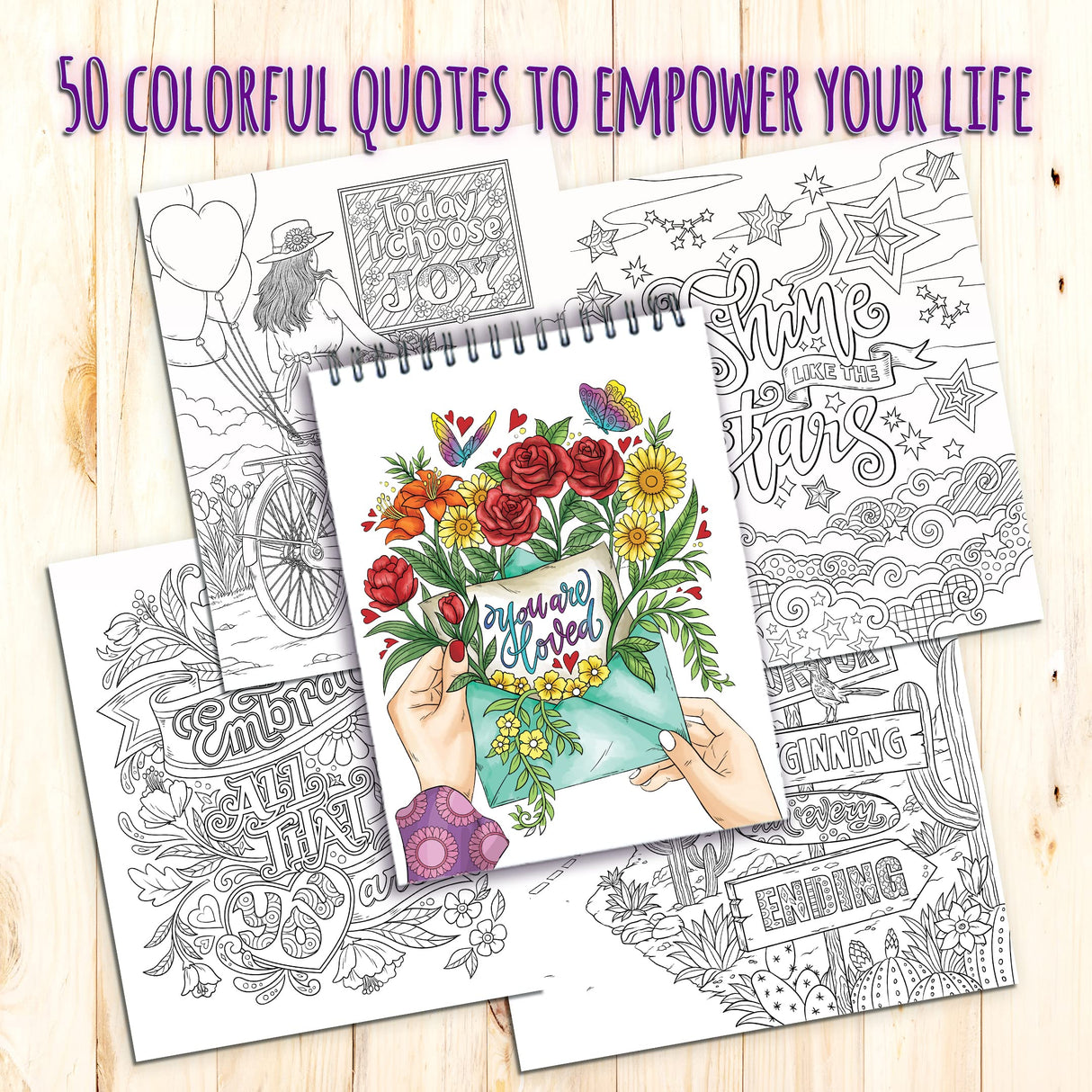 ColorIt Colors of Inspiration, Volume II - Inspirational Quotes and Positive Affirmations Adult Coloring Book, 50 Original Designs, Spiral Binding, Lay Flat Hardback Book Cover, Ink Blotter
