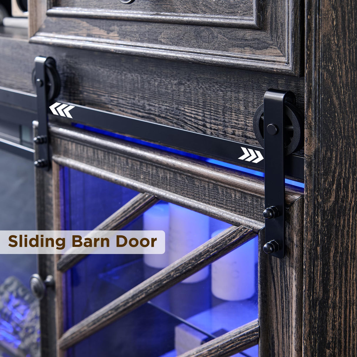 OKD 75” Fireplace TV Stand for 85 Inch TV, Farmhouse Highboy Entertainment Center with 36” Electric Fireplace, Modern Media Console Table with Drawers Storage&Cabinets for Living Room, Dark Rustic Oak OKD