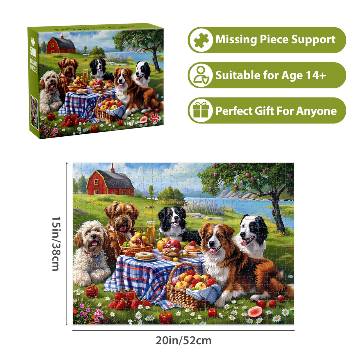 500 Pieces Puzzles for Adults–Dogs Jigsaw Puzzle for Adults Children Elderly–Recycled Paper Puzzle 500 Pieces–Challenging Family Activity Game Gift for Family Friends Men Women Seniors (21x15in) Jeacirio