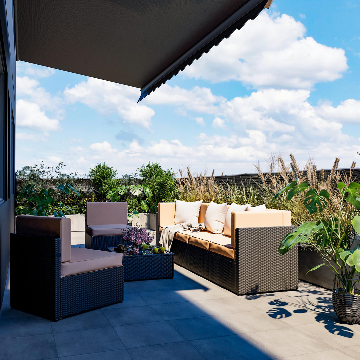 Pamapic 7 Pieces Outdoor Sectional Furniture,Wicker Patio sectional Furniture Sets,All-Weather Rattan Sectional Sofa Conversation Set with Coffee Table and Washable Couch Cushions Covers Pamapic