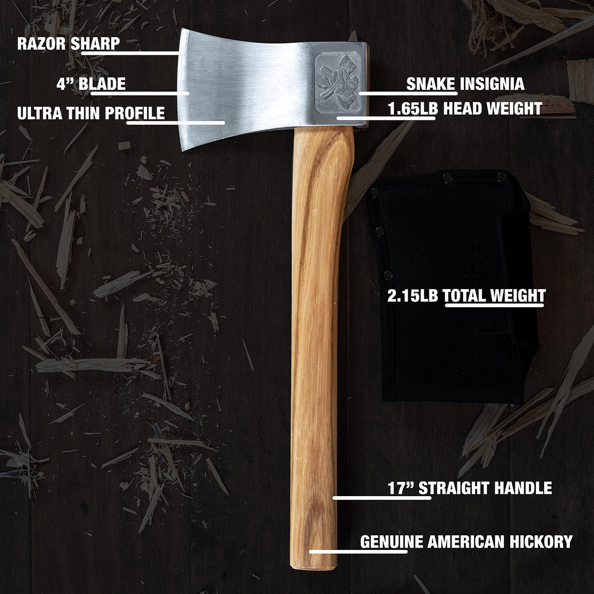 The Bad Axe: World Axe Throwing League Premium Competition Throwing Axe with Throwing Hatchet Nylon Sheath and Hickory Wooden Handle WATL