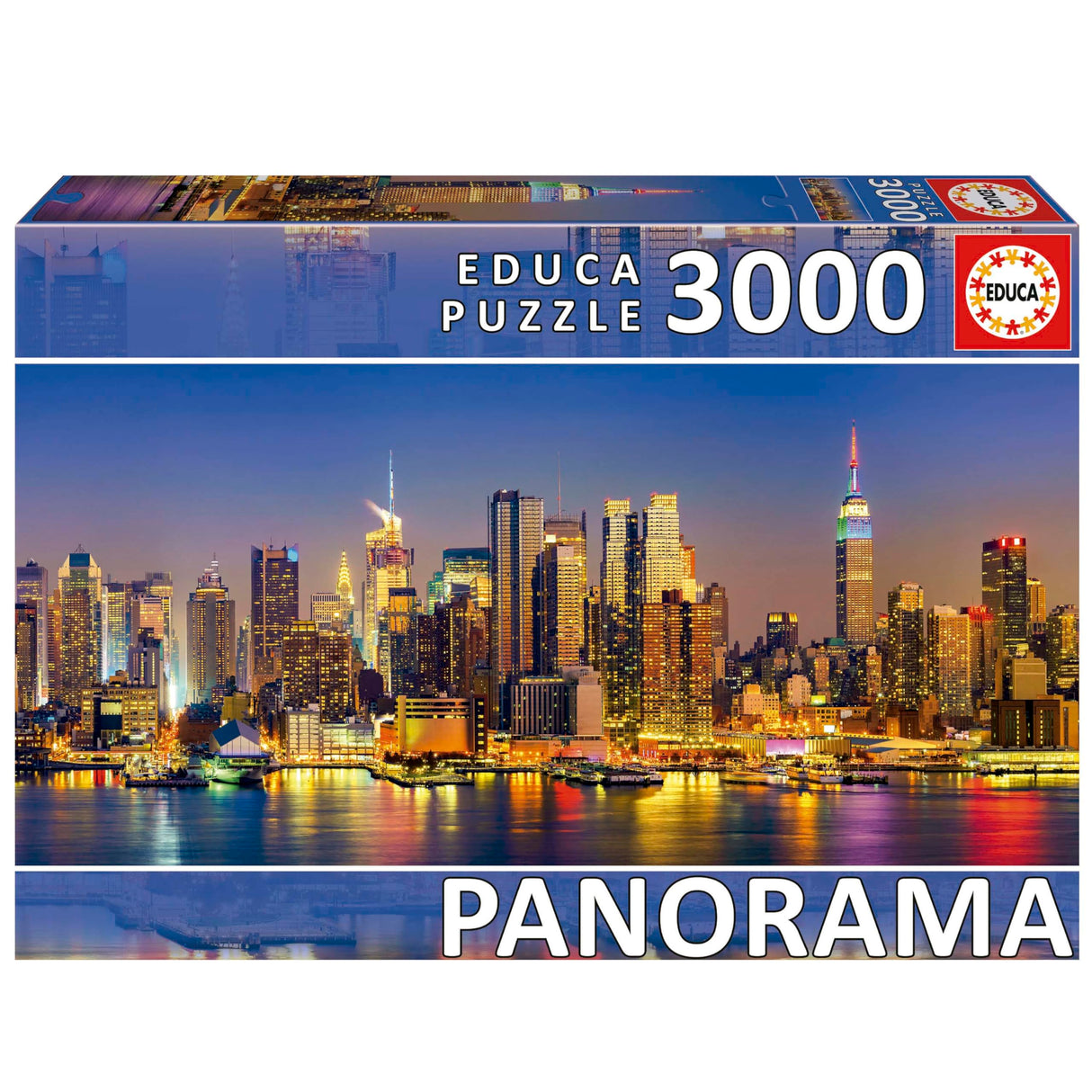 Educa - Panorama Puzzles - New York City Skyline - 3000 Piece Jigsaw Puzzle - Puzzle Glue Included - Completed Image Measures 47.24"x 37.79" - Ages 14+ (19948) Educa