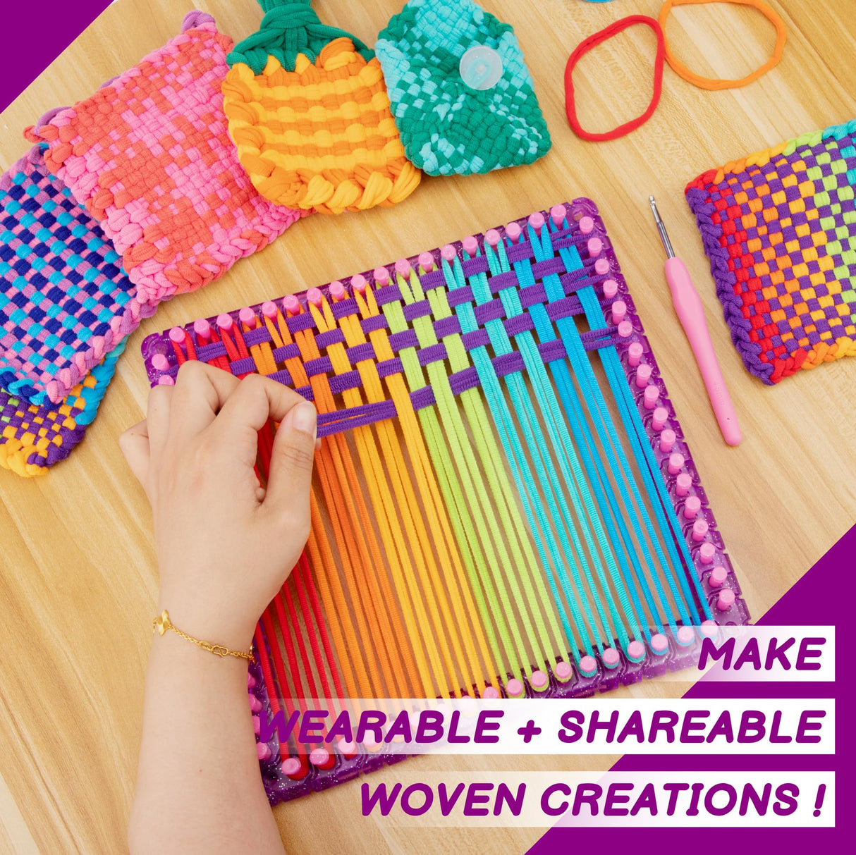 Find Scrapblooms DIY Weaving Loom Kit with Portable Box for Kids & Adults,Potholder Loom Kit,Crafts Projects for Friendship Bracelet,Gift Ideas for Girls Find Scrapblooms