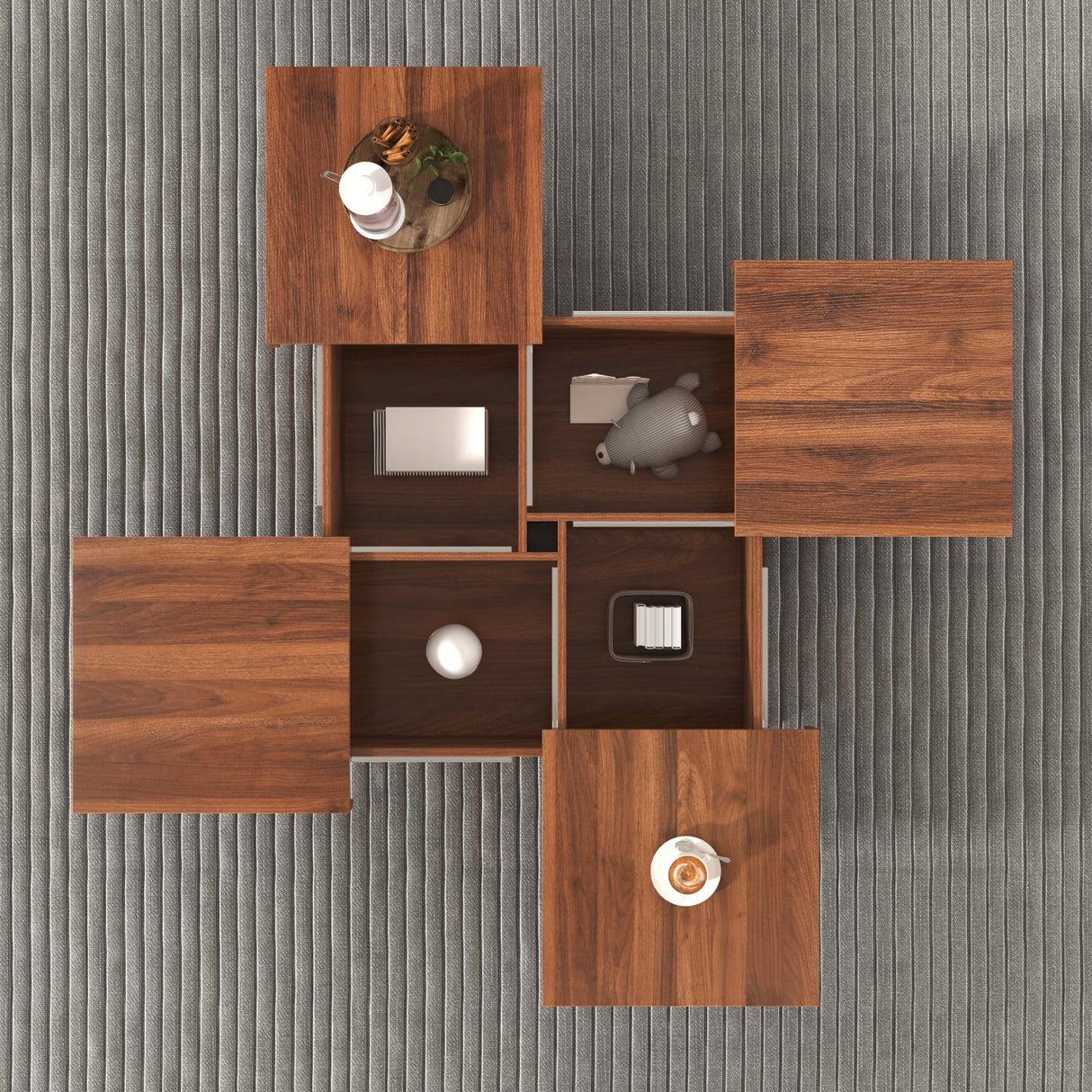 Merax 39.4'' Square Coffee Table, Sliding Top with Ample Storage, Walnut Grain Veneer Finish Modern Center Tables for Living Room Apartment, Walnut Merax