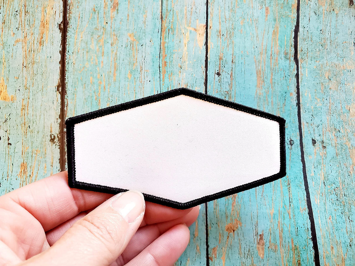 Sublimation Blanks 10 pcs! Diamond Hat Patch Sublimation Blank with Black Trim 100 Polyester, white, 4x2.5 Sublimation Blanks Company
