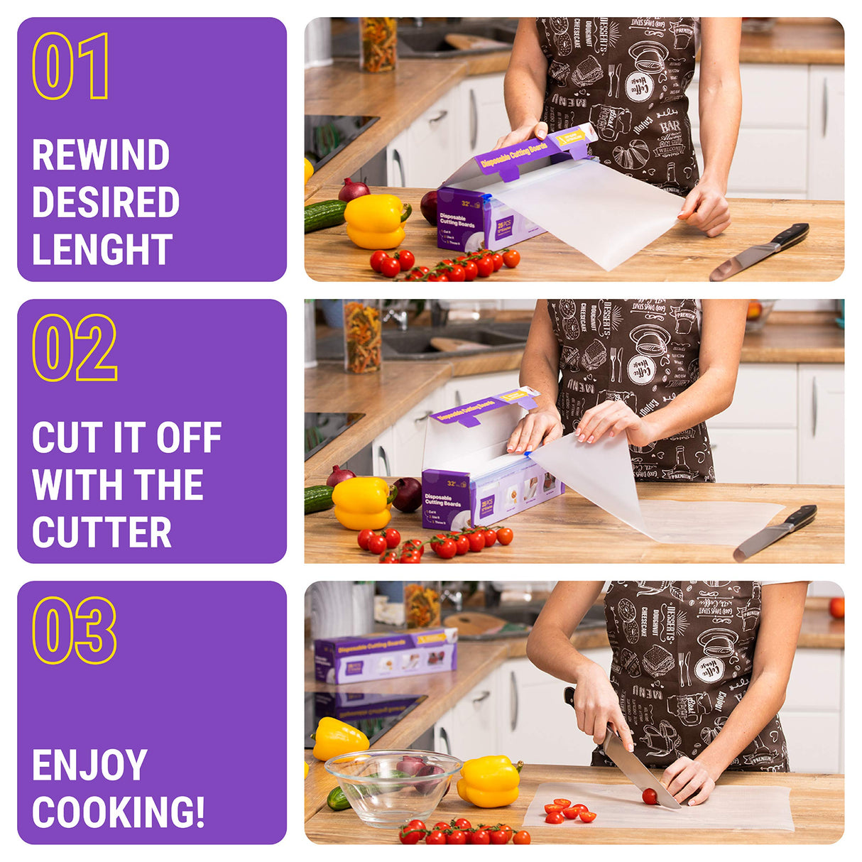 Disposable Plastic Cutting Board Sheets for BBQ & Camping – Large Flexible Chopping Boards – Cutting Mats for Kitchen and Outdoor 32' OutFormal