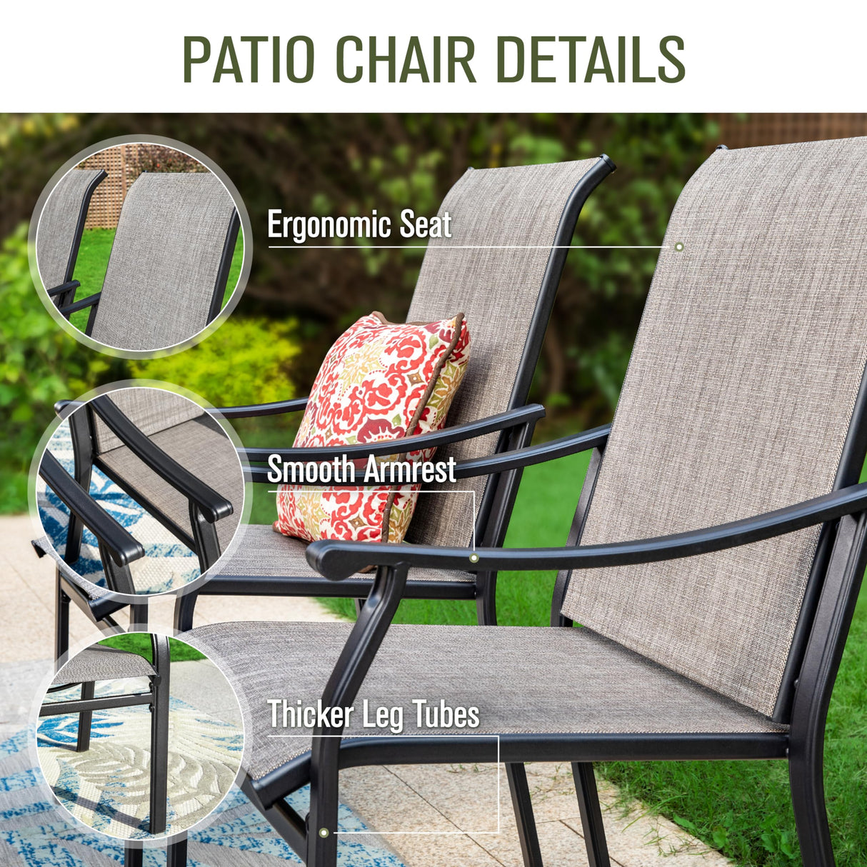 Sophia & William Patio Dining Set 9 Pieces, 8 Quick Dry Textilene Chairs and 1 Large Square Outdoor Dining Table, Durable All-Weather Patio Furniture for Lawn, Park, and Courtyard Support 350lbs Sophia & William