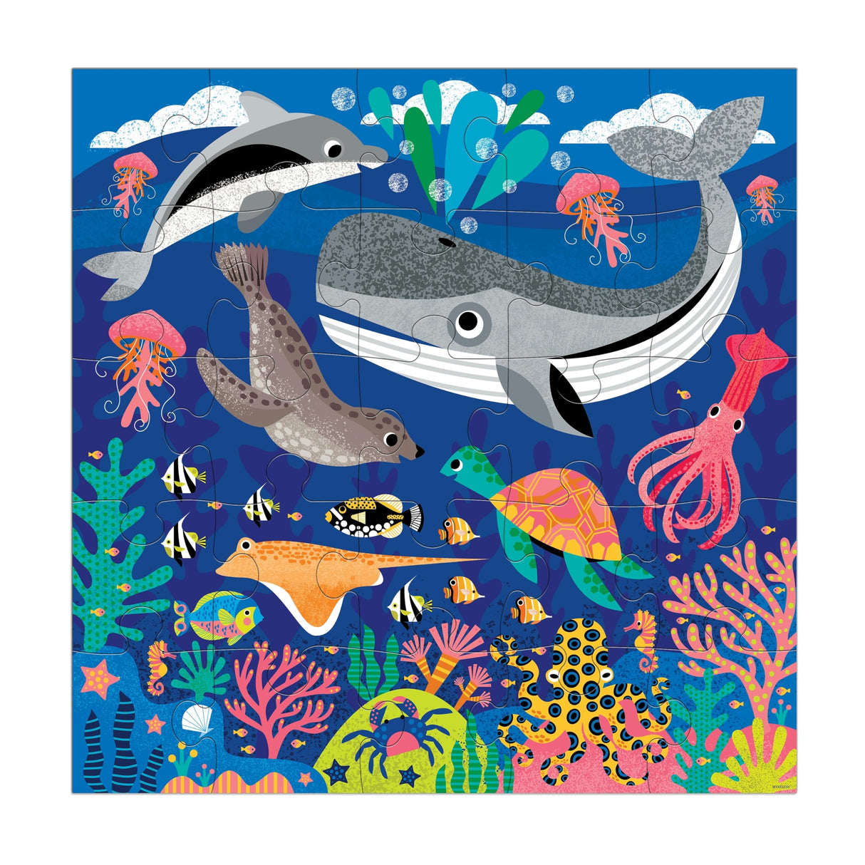 Mudpuppy Depths of The Sea - Jumbo 25 Piece Jigsaw Floor Puzzle Featuring Whales, Dolphins, and More!, Flower Mudpuppy