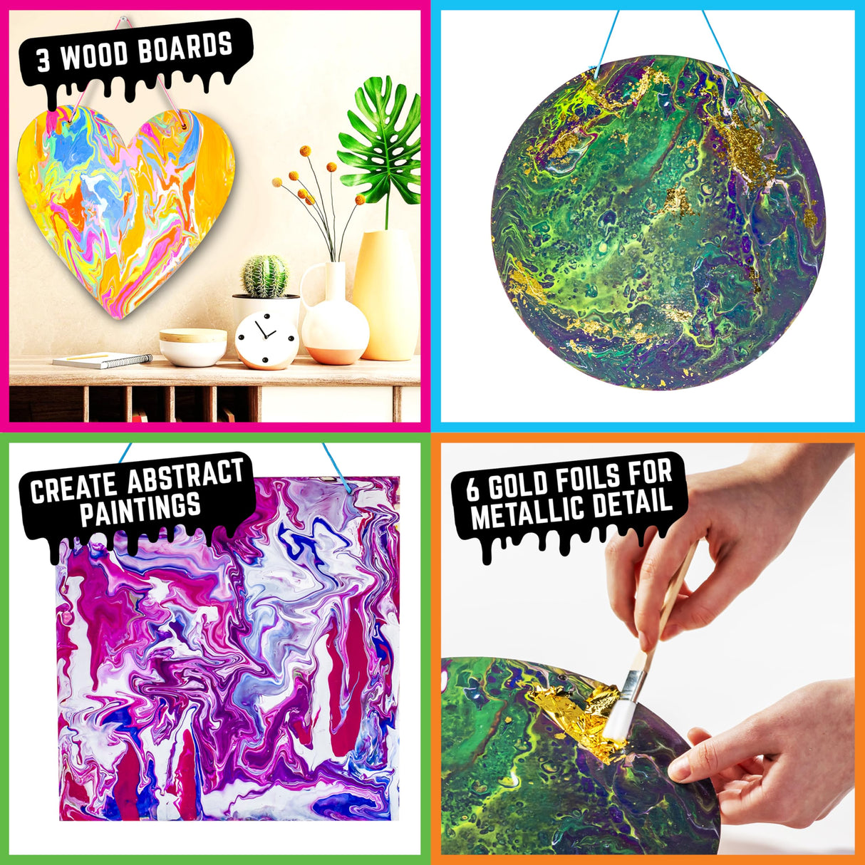 Original Stationery Color Craze Paint Pour Studio with Art Boards, Gold Sheets & Supplies – Fun Studio Set for Kids Ages 8 Original Stationery
