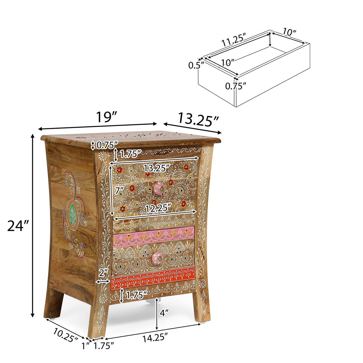 Christopher Knight Home 313646 NIGHTSTAND, 13.25 in x 19 in x 24 in, Natural Christopher Knight Home