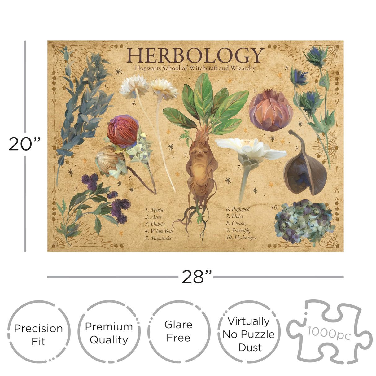 AQUARIUS Harry Potter Herbology 1000pc Puzzle (1000 Piece Jigsaw Puzzle) - Glare Free - Precision Fit - Officially Licensed Harry Potter Merchandise & Collectibles - 20x28 Inches AQUARIUS
