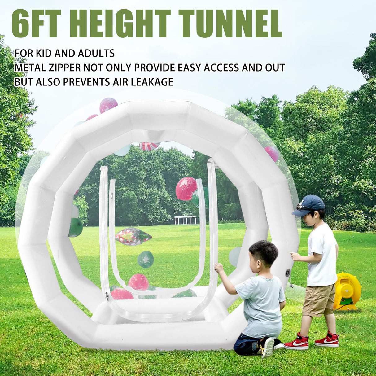 Inflatable Bubble Balloon House, Inflatable Tent Bubble House 10ft Dome 6ft Tunnel for Kids/Home/Wedding/Garden Party, Malls, Parks Event Exhibition, Clear Dome Balloon Garden Tent with Blower/Pump SUDOO