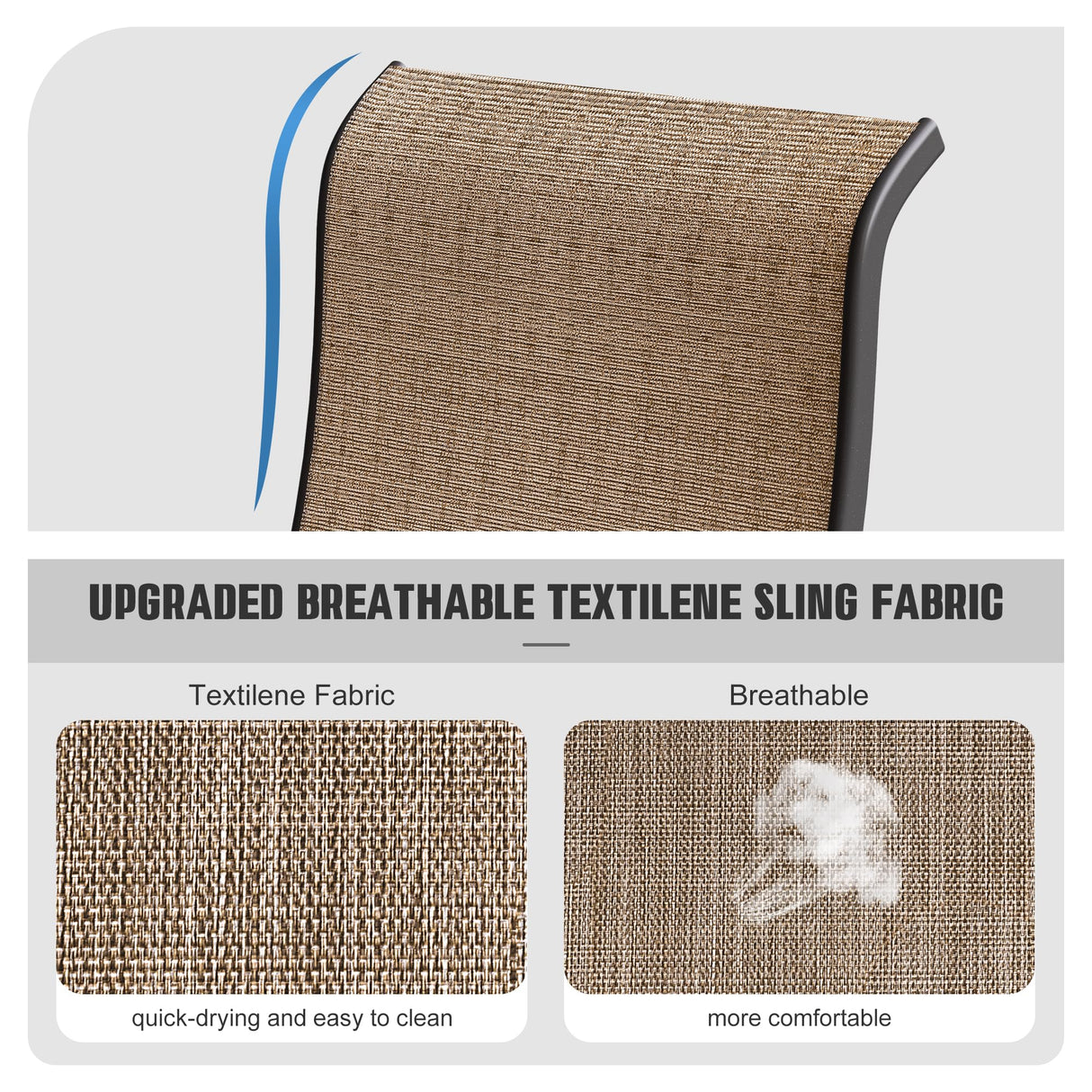 VONZOY Patio Swivel Chairs Set of 2, Outdoor Dining Chairs with High Back, All-Weather Swivel Rocker Chair for Lawn, Porch or Garden (Brown) VONZOY