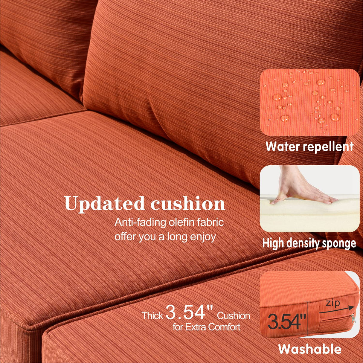 HOOOWOOO Patio Outdoor Sectional Furniture Sofa Set,7 Piece U Shaped Corner Wicker Rattan Couch Set,Rustic 6 Persons Summer Patio Conversation Set for Outside Porch Deck Garden(Orange Red) HOOOWOOO