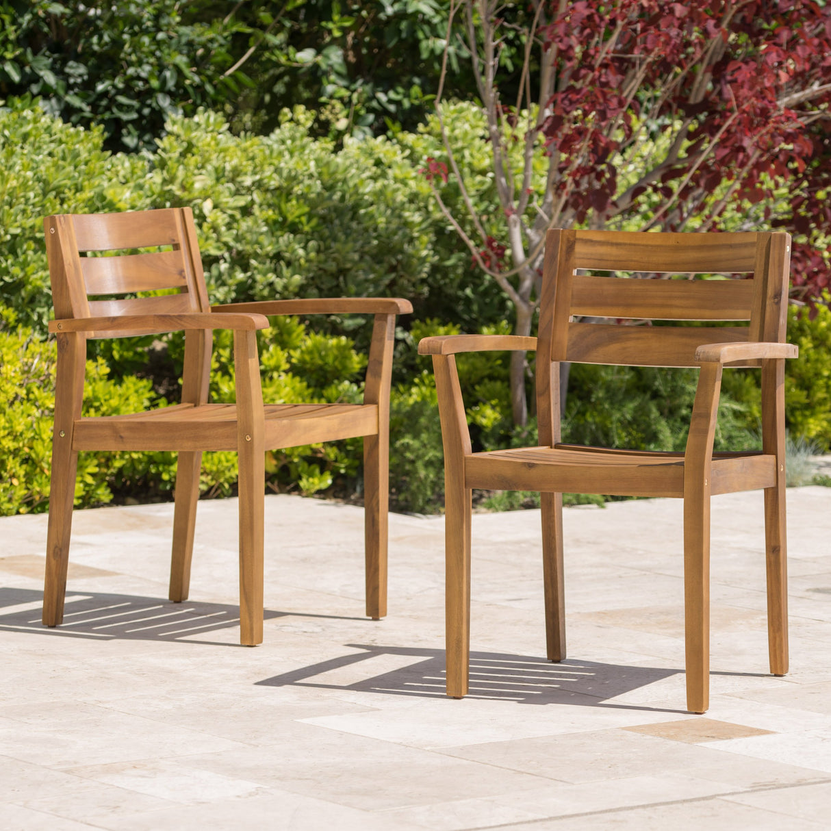 Christopher Knight Home Stamford Outdoor Acacia Wood Dining Chairs, 2-Pcs Set, Teak Finish Christopher Knight Home