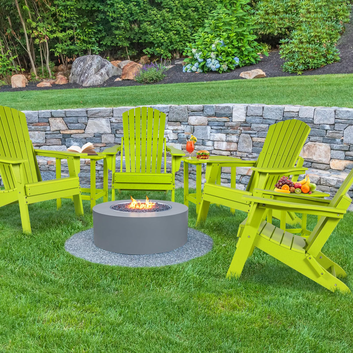 Aoodor HDPE Outdoor All-Weather Folding Adirondack Chair for Patio, Garden, Backyard, Deck Lawn Fire Pit - Apple Aoodor