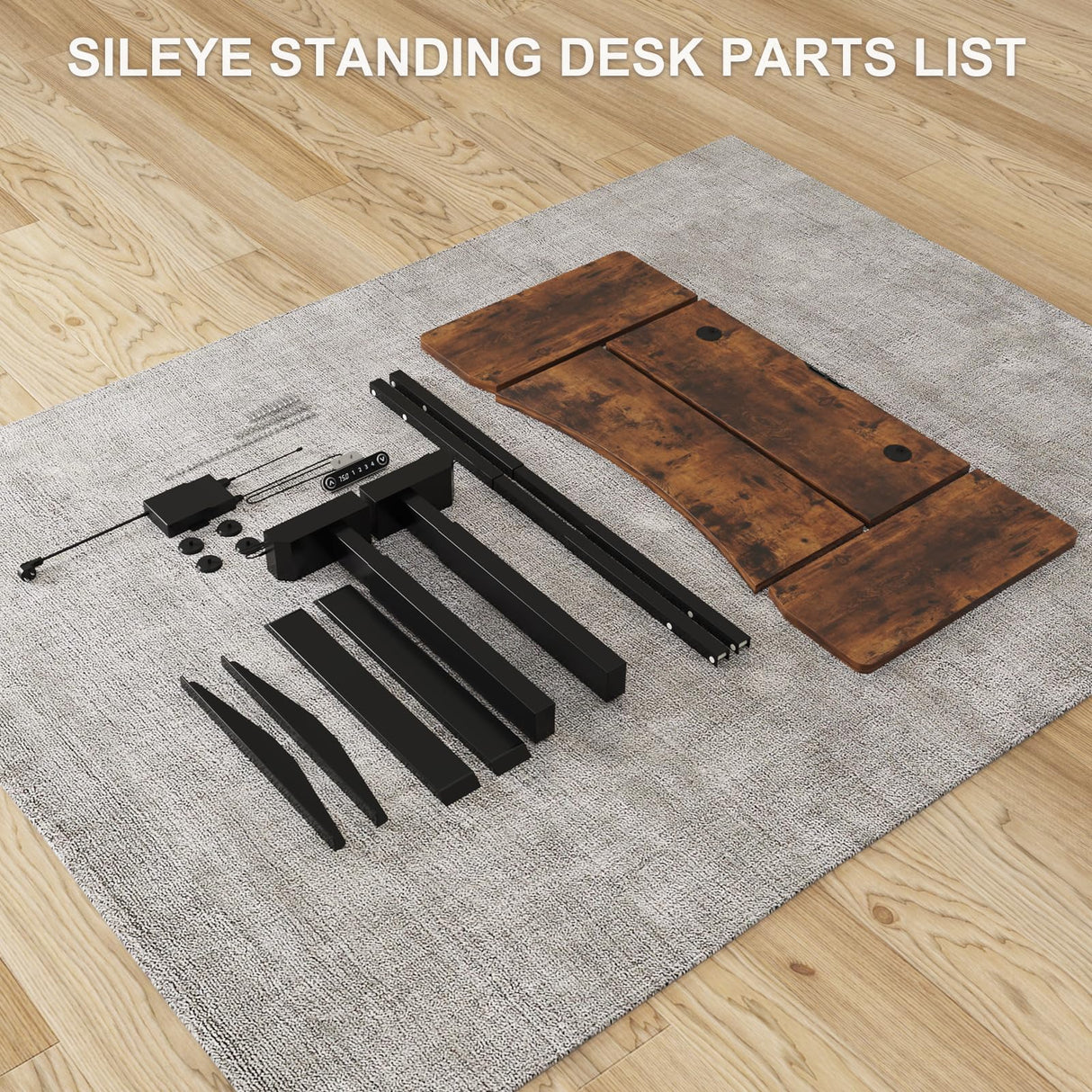 Sileye Wheel Height Adjustable Electric Sit Stand Up Table, Raising Desks for Home Office and Computer Workstation, 63x30, Rustic Brown Sileye