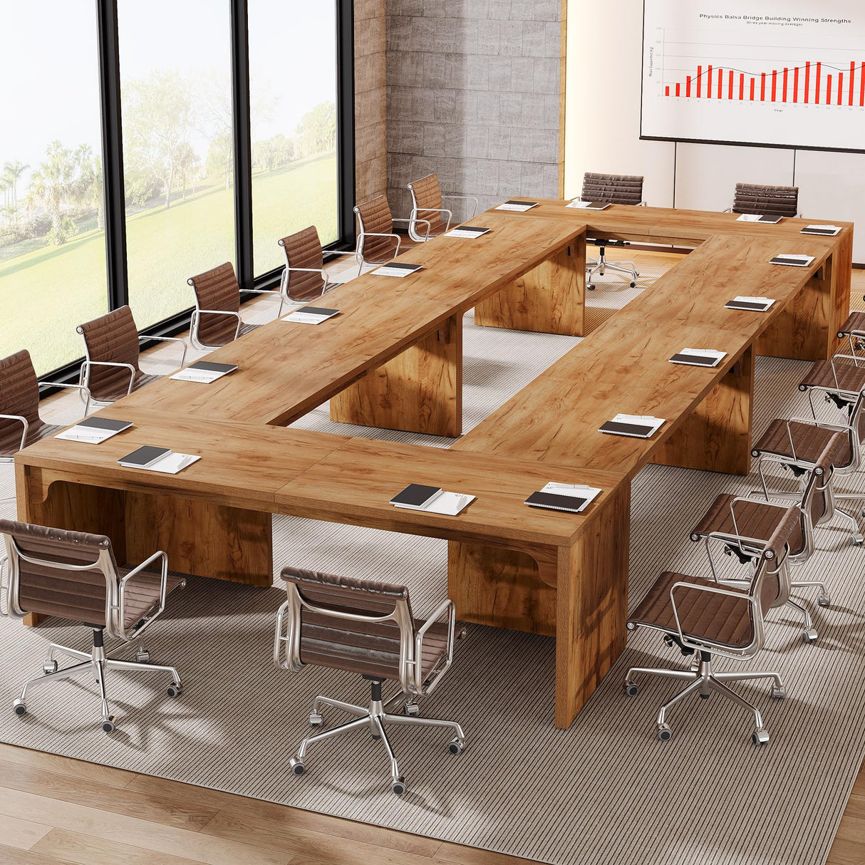 Tribesigns 13FT Conference Table, Large Rectangle Conference Room Table, Long Meeting Seminar Table Business Tables for 12-16 People (Four Tables) Tribesigns