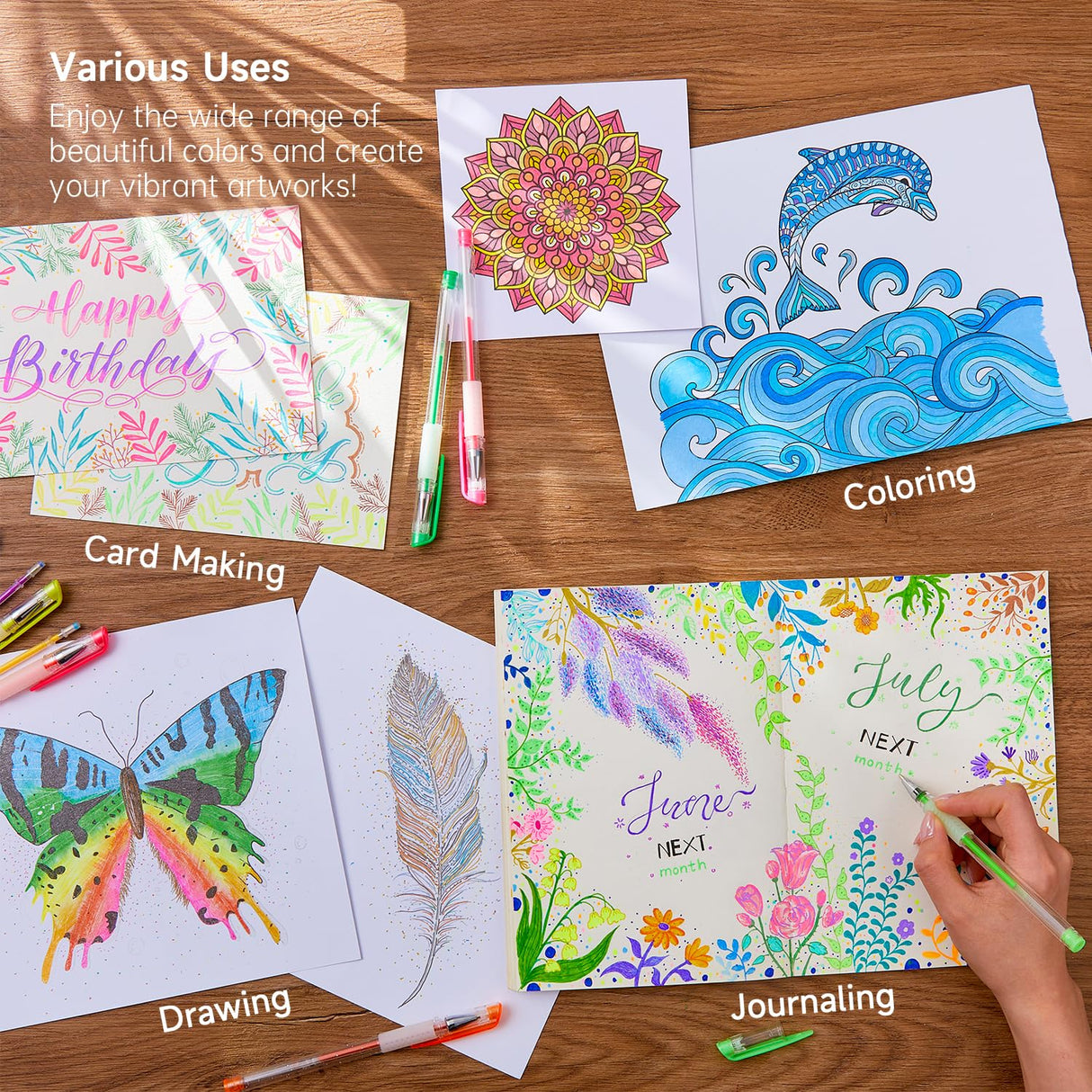 Gel Pens, 50 Pack Gel Pen Set 25 Colored Gel Pen with 25 Refills for Adults Coloring Books Drawing Doodling Crafts Scrapbooking Bullet Journaling Lineon