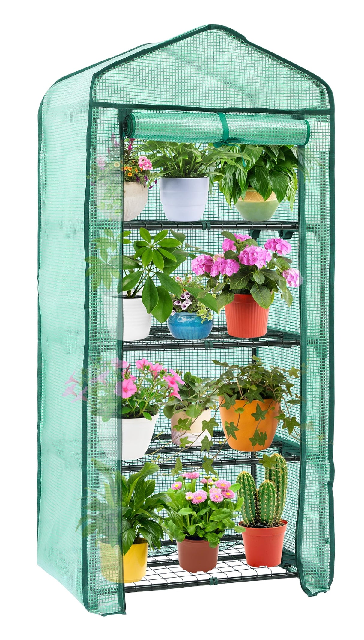 Ohuhu Mini Greenhouse for Indoor Outdoor, Small Plastic Plant Green House 4-Tier Rack Stand Portable Greenhouses with Durable PE Cover for Seedling, 2.5x1.6x5.2 FT, Ideal Gardening Gifts for Women Men Ohuhu