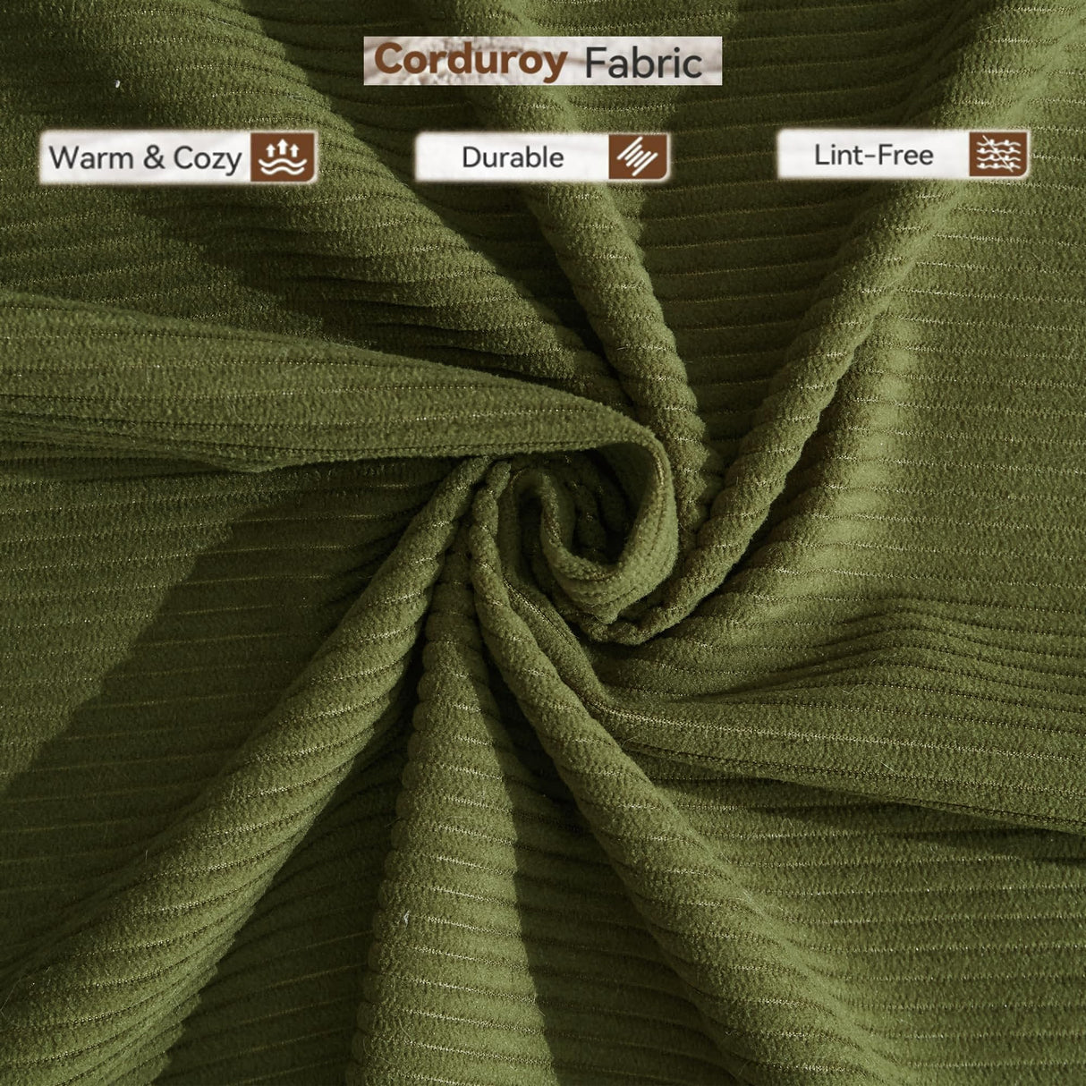 ZEIINPA Convertible Sleeper Sofa Bed with Cylindrical Pillow, Corduroy Folding Mattress Couch with Fixed-Shape Frame, Floor Sofa Lounge Couch for Living Room Bedroom Lounge Studio-Green ZEIINPA