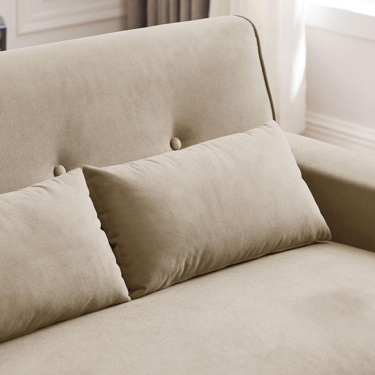 Jarenie 48.8" Small Loveseat Sofa, Mid Century Modern Love Seat Couch with Back Cushions and Wood Legs, 2 Seater Couches for Living Room, Bedroom, Small Spaces, Beige Jarenie