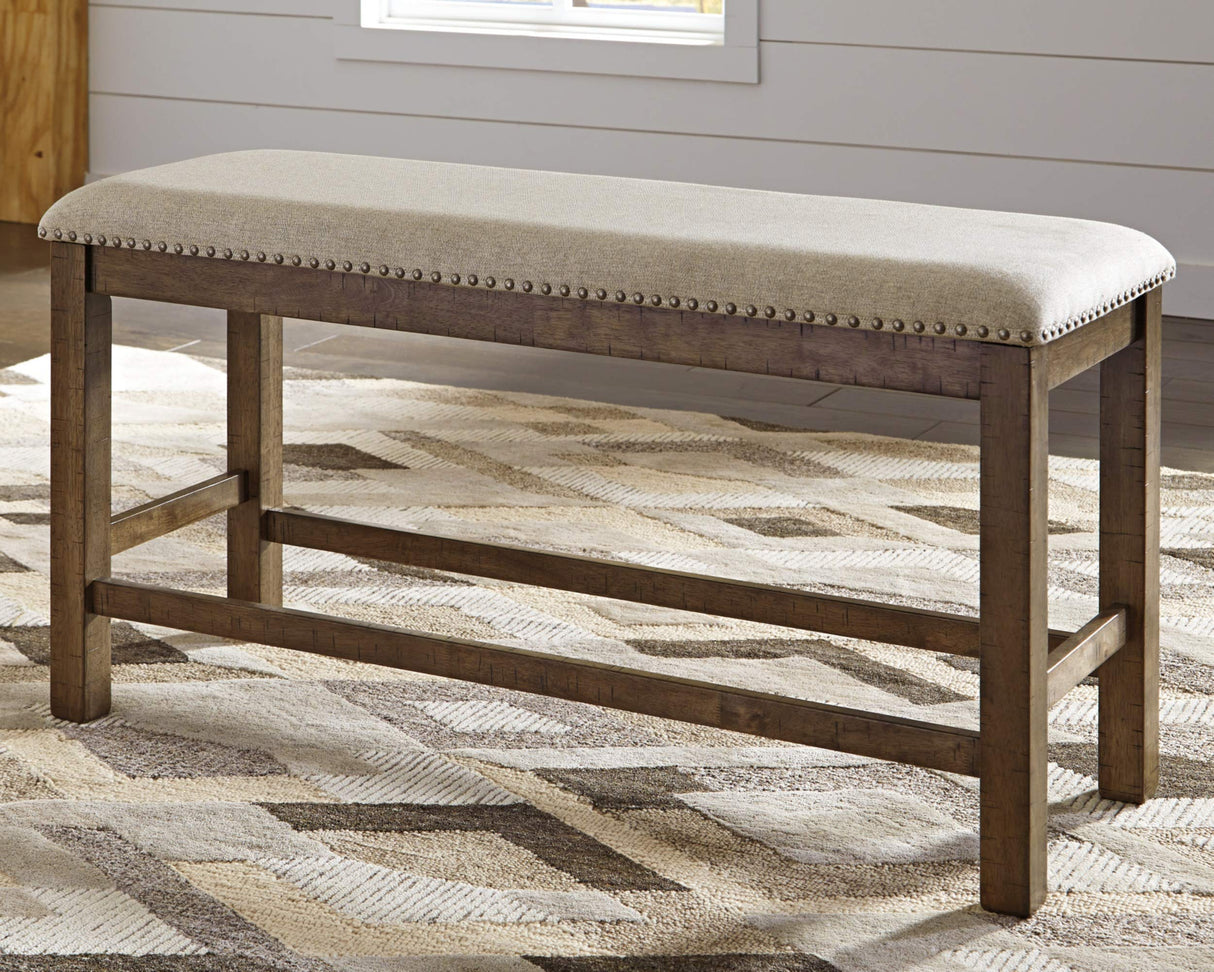 Signature Design by Ashley Morriville Counter Height Upholstered Dining Room Bench, Brown Signature Design by Ashley