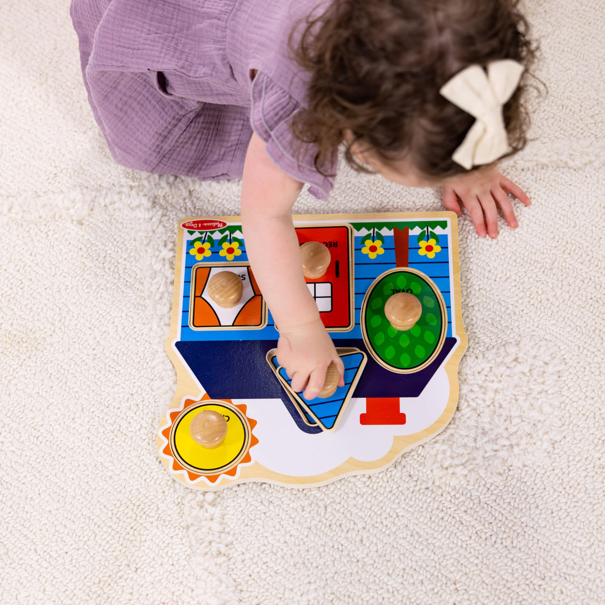 Melissa & Doug First Shapes Jumbo Knob Wooden Puzzle - Wooden Peg Chunky Baby Puzzle, Preschool Learning Shapes Knob Puzzle Board For Toddlers Ages 1+ Melissa & Doug