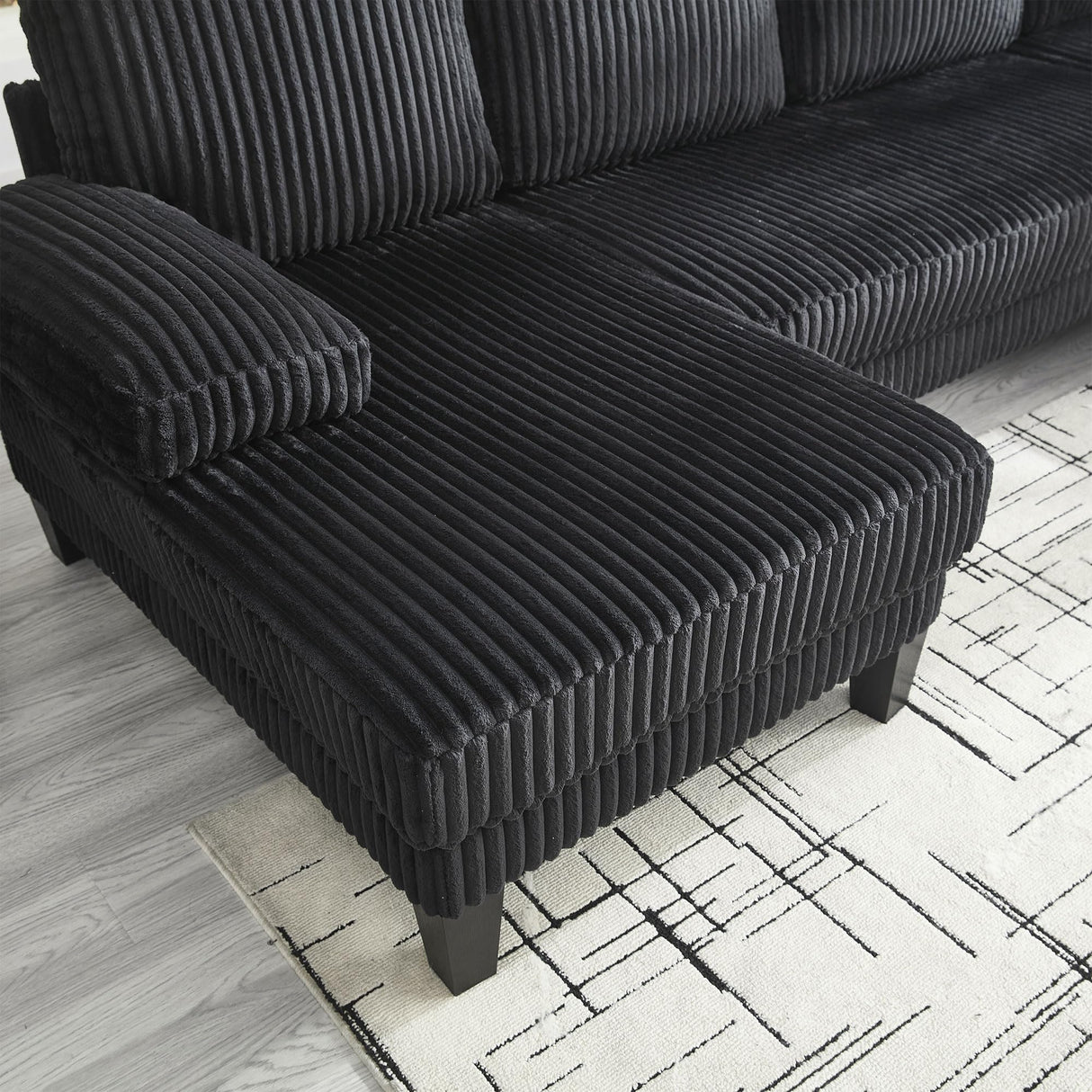 KEIKI 114" U-Shaped Oversized Modular Velvet Sectional Sofa with 2 Chaise Lounge, Modern Style Upholstered 4-Seater Couch with Soft Seat Cushions, Easy Assembly, for Apartment, Living Room, Black KEIKI