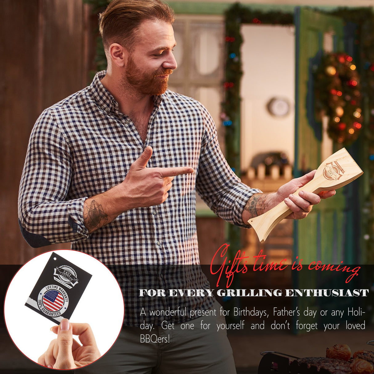 Easy Function Wood Grill Scraper - Wooden BBQ Grill Brush Cleaner Alternative - Enjoy Safe & Bristle Free Barbecue EASY FUNCTION