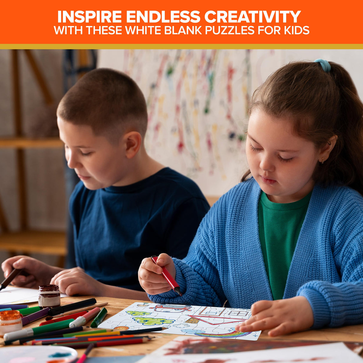 Decorably 8 Pack Plain Puzzle Pieces for Crafting Set with Matte Finish, 28pcs Each 5.5x8in Blank Make Your Own Puzzles for Kids Activities, Arts &Crafts, DIY Projects Decorably