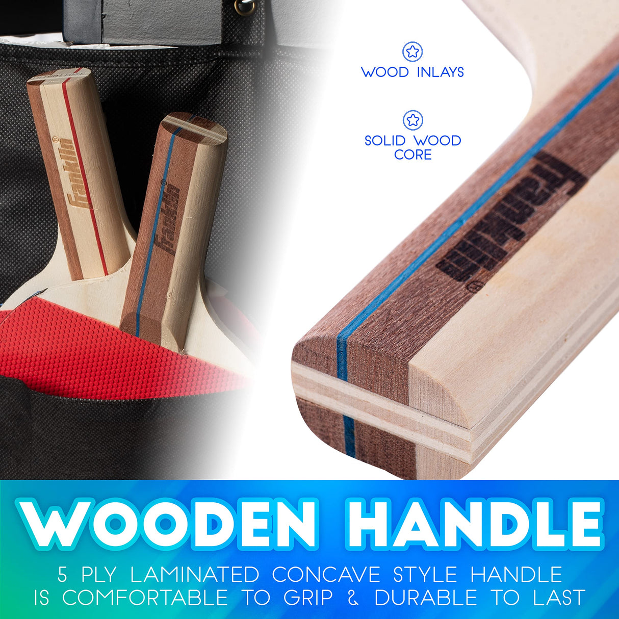 Franklin Sports Ping Pong Paddle Set with Balls - 4 Player Table Tennis Kit - (4) Ping Pong Paddles + (6) Balls - Red + Blue Table Tennis Rackets - Full Starter Kit Franklin Sports